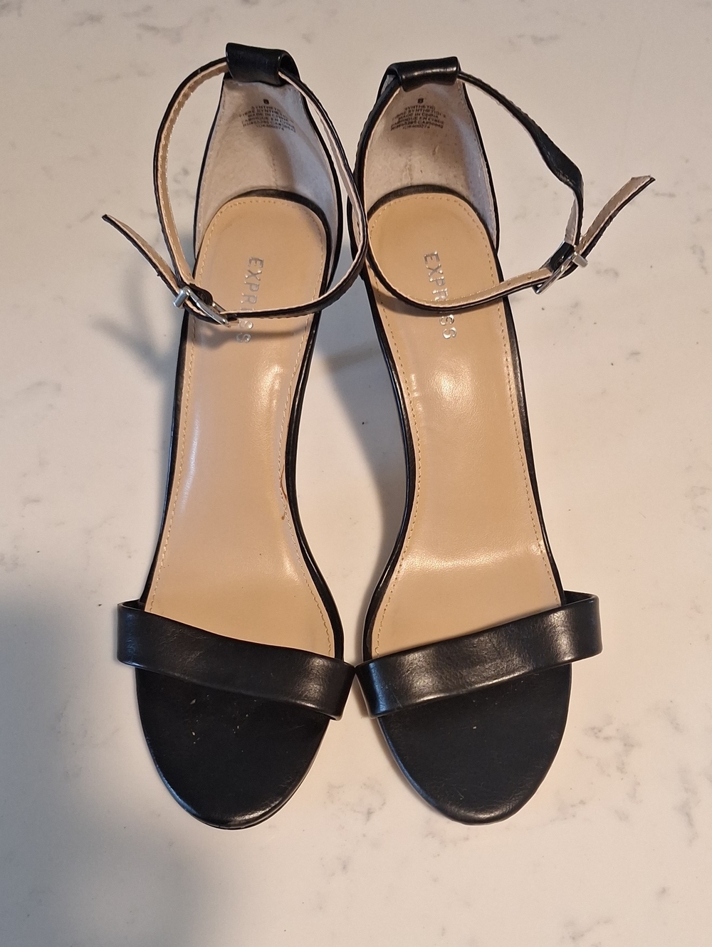 Express Black Open-Toe Ankle-Strap Heels Size 8
